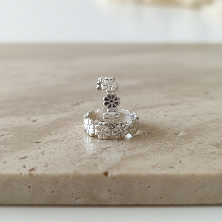 Flower Etched Toe Rings