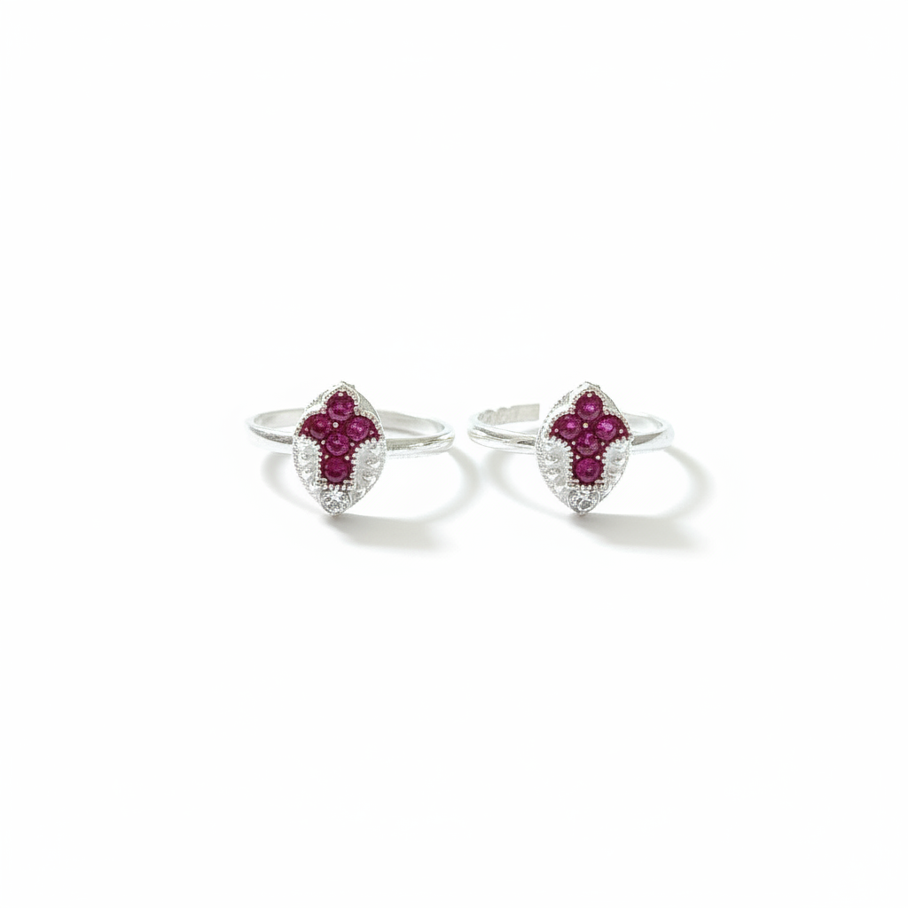Marquise Cluster Ruby Toe Rings