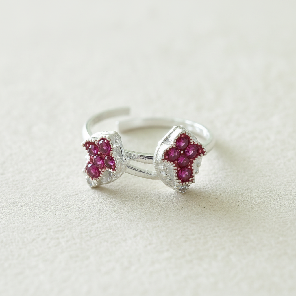 Marquise Cluster Ruby Toe Rings