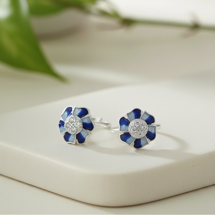 Meenakari Flower Toe Rings