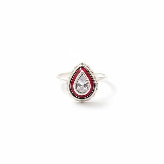 Red Teardrop Toe Ring