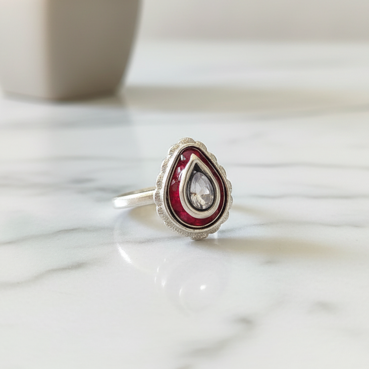 Red Teardrop Toe Ring