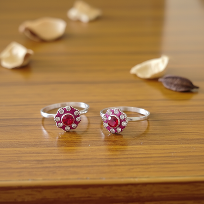 Pink flower toe ring