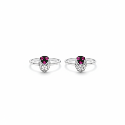 Red Cluster Halo Toe Rings