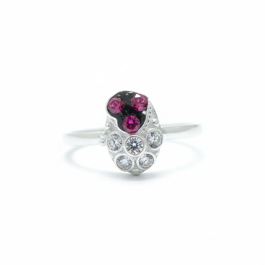 Red Cluster Halo Toe Rings