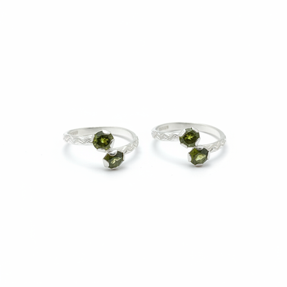 Polyp green flower toe ring