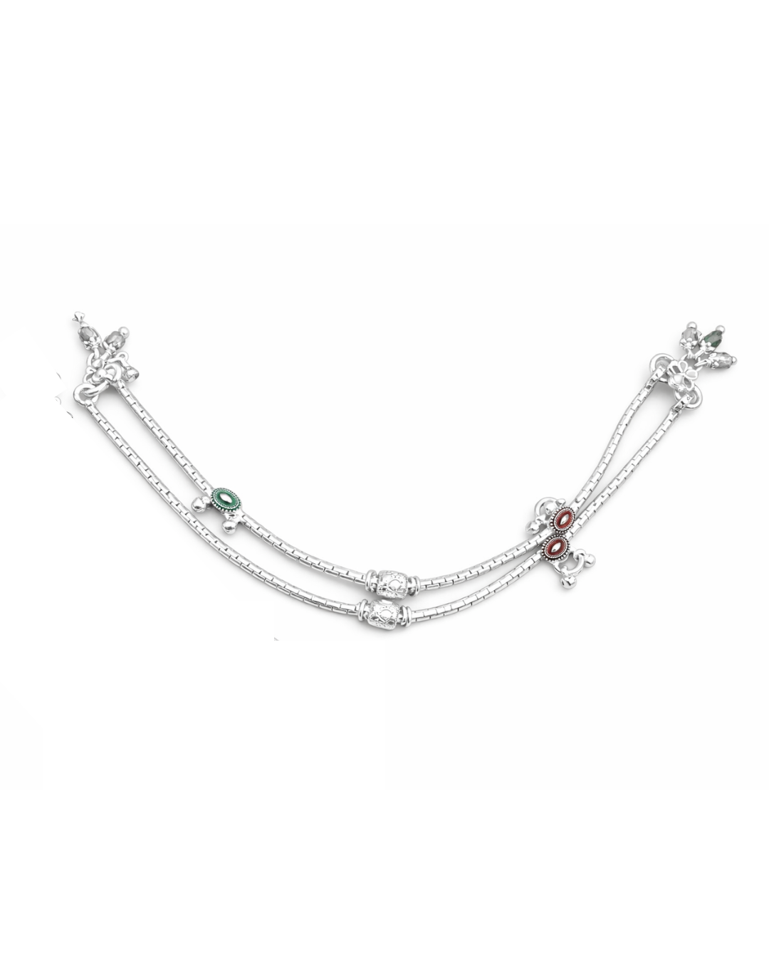 Navya Dual-Line Silver Anklet