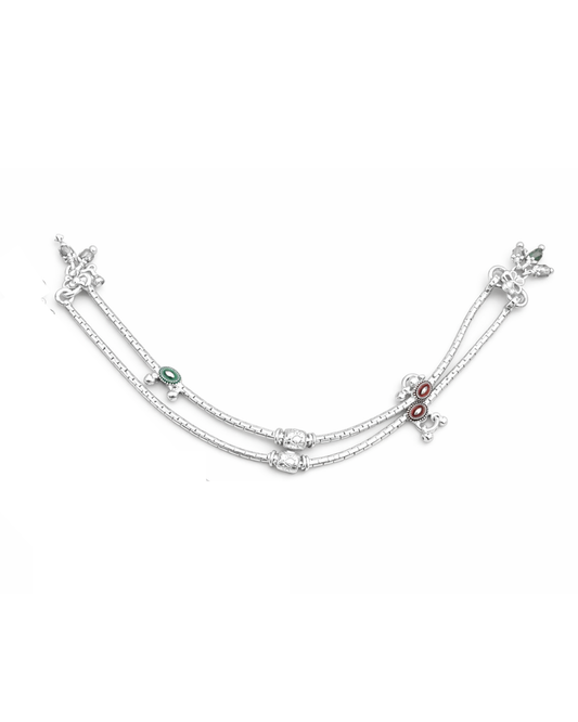 Navya Dual-Line Silver Anklet